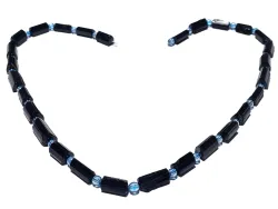 Turmalin Schörl schwarz Aqua Aura blau Designerkette Halskette Kette Collier